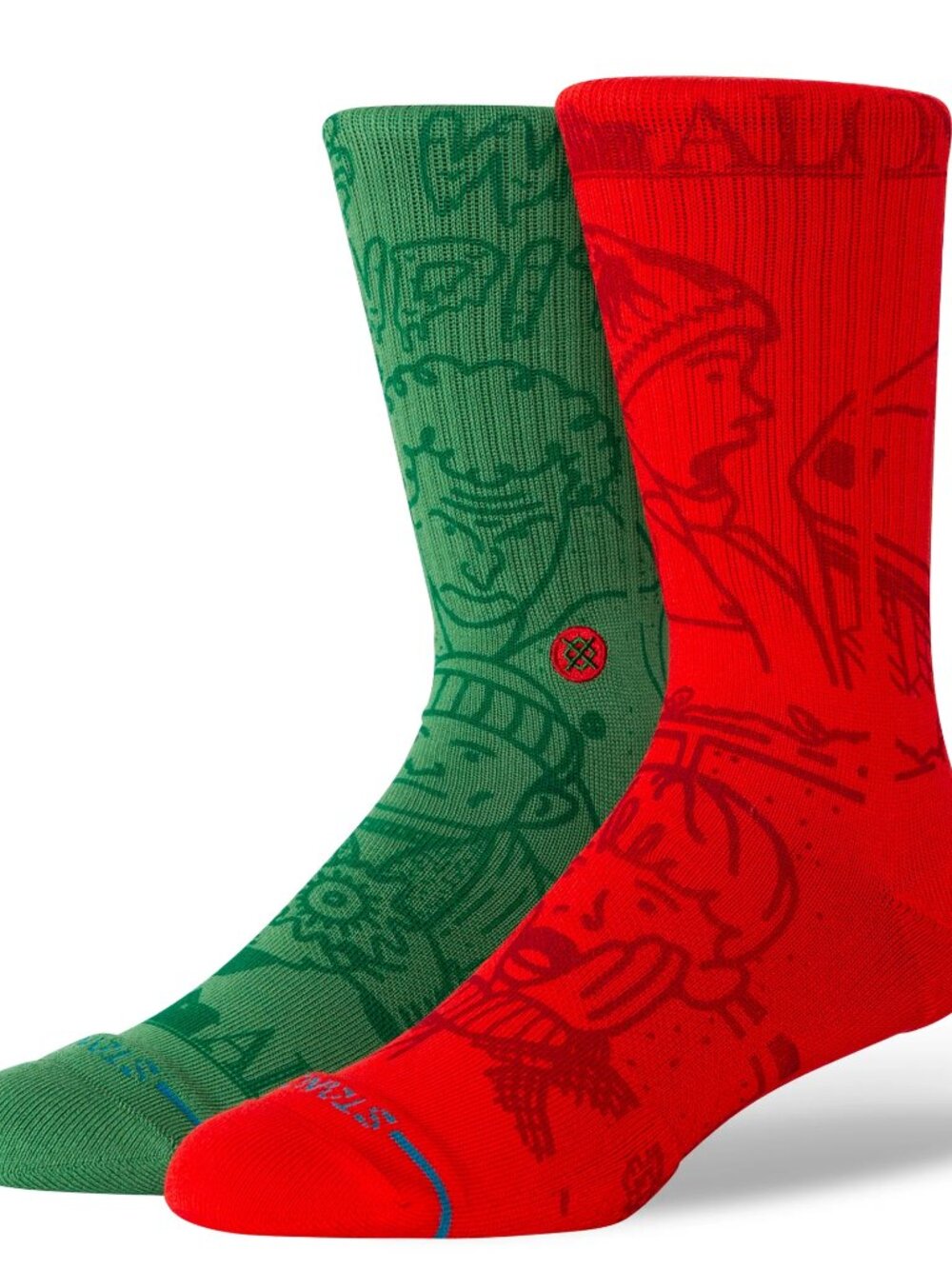 Stance  Home Alone Red & Green Crew Socks Size L